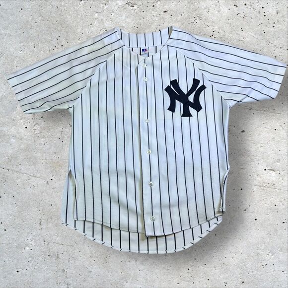 Vintage New York Yankees Pinstripe Baseball Jersey Russell Athletic Men's M - Picture 1 of 10